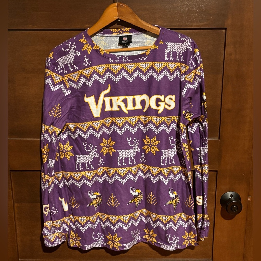 Minnesota Vikings NFL Team Apparel Purple & Yellow Shirt Ugly Christmas Sweater